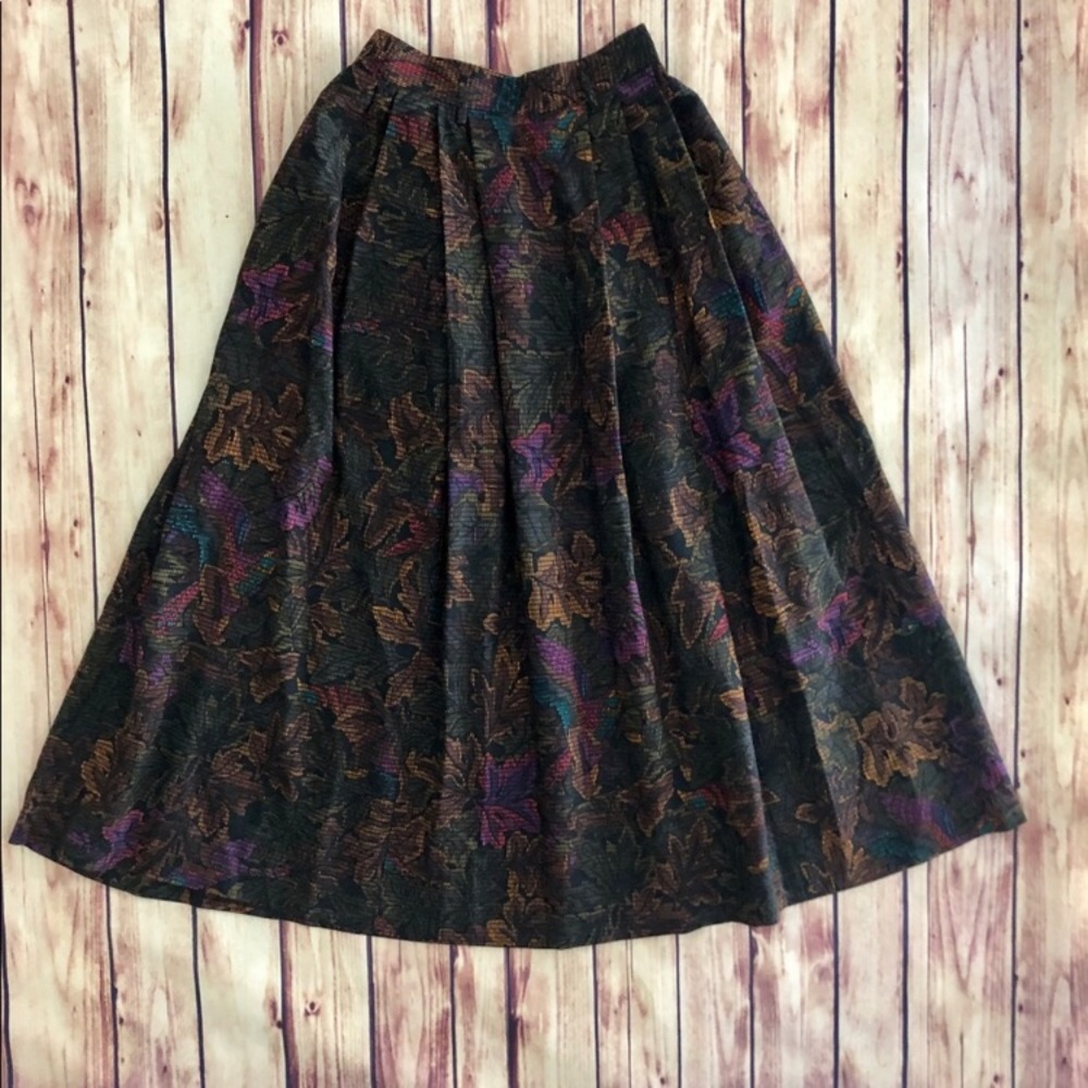 ELLEN TRACY Vintage Stained Glass Bird Print Skirt